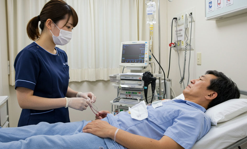 ②来院後の前処置と点滴